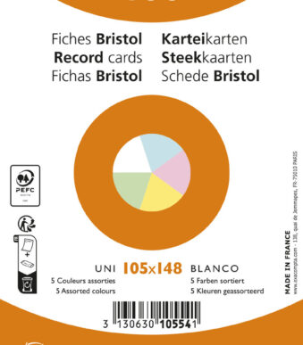 EXACOMPTA systeemkaarten, DIN A6, blanko, kleuren assorti