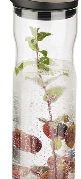 APS glazen karaf met deksel, 1,0 liter, glas/roestvrij staal