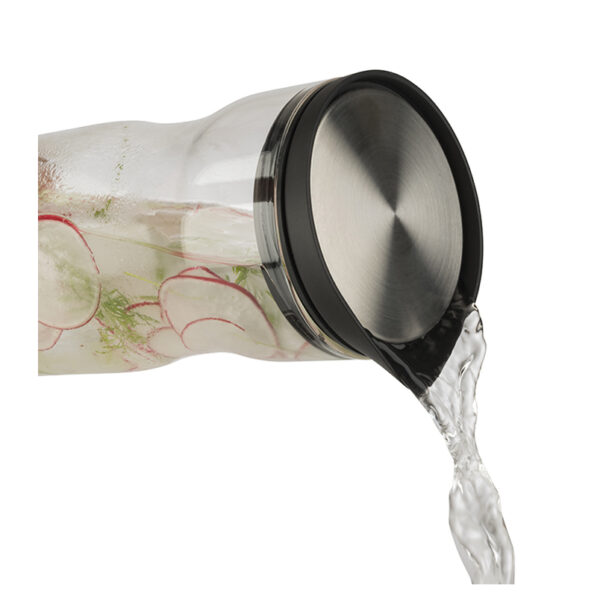 APS glazen karaf met deksel, 1,2 liter, glas/roestvrij staal