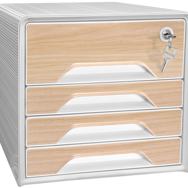 CEP schuifladenbox Smoove SECURE Silva, 4 lades, wit/beuken