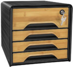 CEP schuifladenbox Smoove SECURE Silva, 4 lades, zwart/bamboe