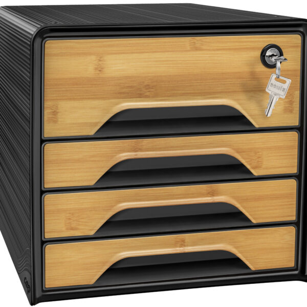 CEP schuifladenbox Smoove SECURE Silva, 4 lades, zwart/bamboe