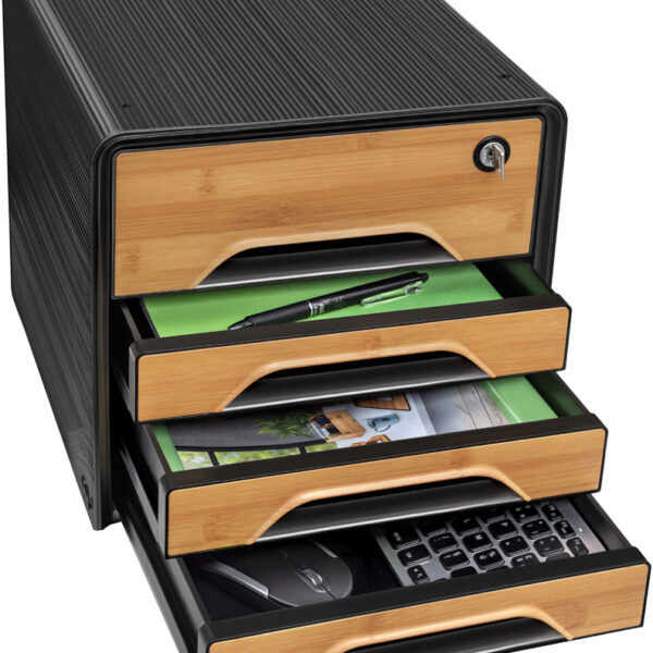 CEP schuifladenbox Smoove SECURE Silva, 4 lades, zwart/bamboe