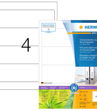 HERMA ordnerrugetiketten Recycling, 192 x 61 mm, 80 vel, permanent, naturelwit
