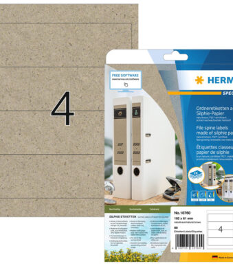 HERMA ordnerrugetiketten, silphie papier, 192 x 61 mm, naturelbruin, 20 vel, permanent