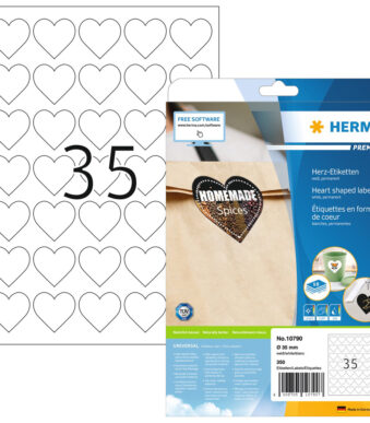 HERMA hartvormige etiketten, diameter: 35 mm, wit, 10 vel, permanent