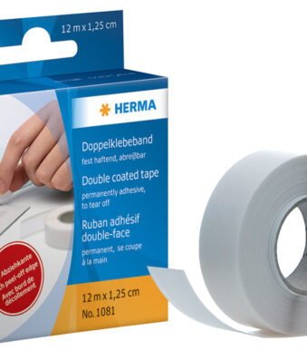 HERMA dubbelzijdig plakband, wit, 12,5 mm x 12 m