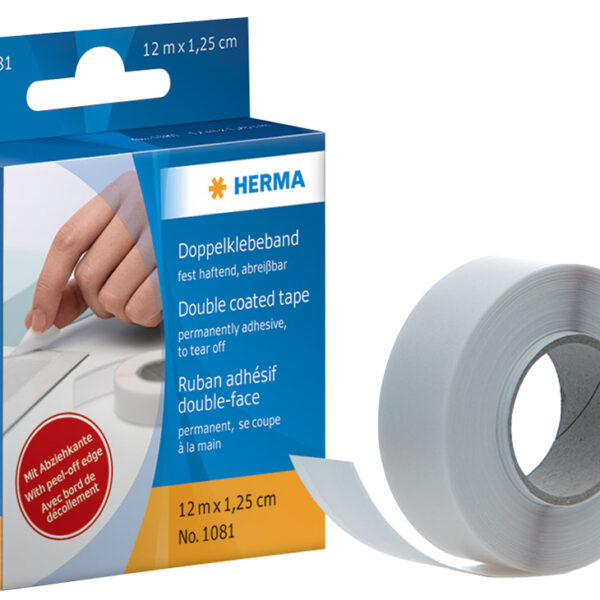 HERMA dubbelzijdig plakband, wit, 12,5 mm x 12 m