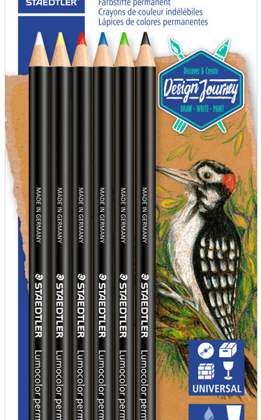 STAEDTLER droge marker Lumocolor permanent glasochroom, 6 op blister