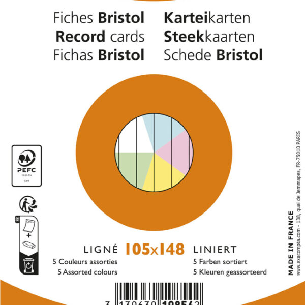 EXACOMPTA systeemkaarten, DIN A6, gelinieerd, kleuren assorti