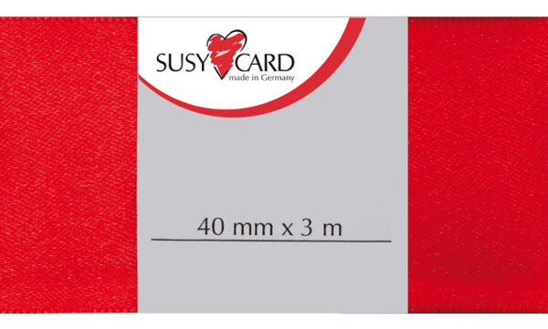 SUSY CARD geschenklint 'Dubbelsatijn', 40 mm x 3 m, rood