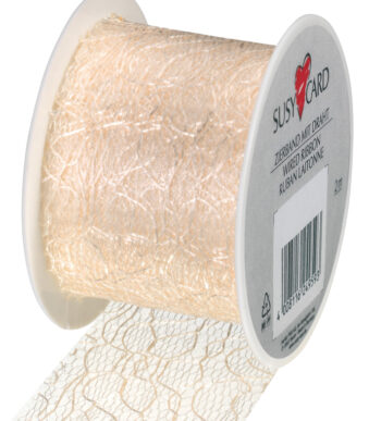 SUSY CARD geschenklint / cadeaulint op rol 'Lace', crème