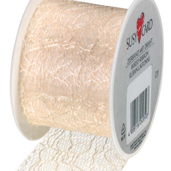 SUSY CARD geschenklint / cadeaulint op rol 'Lace', crème