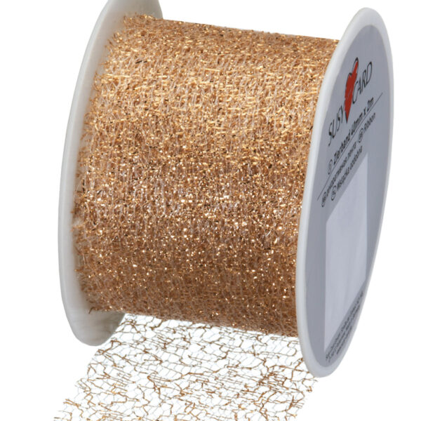 SUSY CARD geschenklint / cadeaulint op rol 'Lace metallic', goud