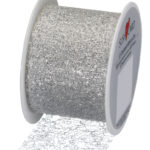 SUSY CARD geschenklint / cadeaulint op rol 'Lace metallic', zilver