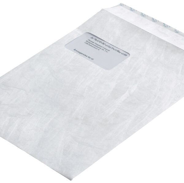 Tyvek akte-envelop C4, 22,9 x 32,4 cm, met venster, 55 g/m2, zelfklevend, wit, 100 st.