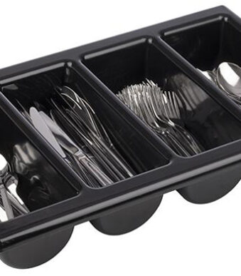 APS bestekbak GN 1/1, met 4 vakken, zwart