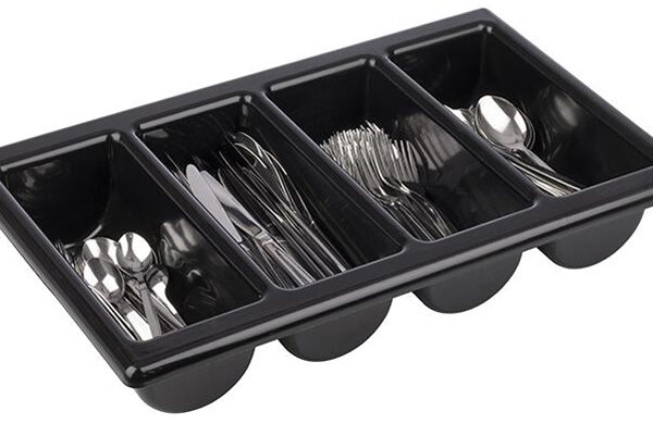APS bestekbak GN 1/1, met 4 vakken, zwart
