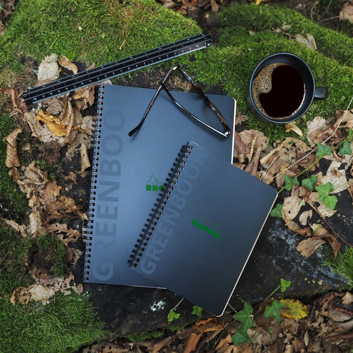 RHODIA collegeblok GREENBOOK, DIN A4+, geruit, zwart