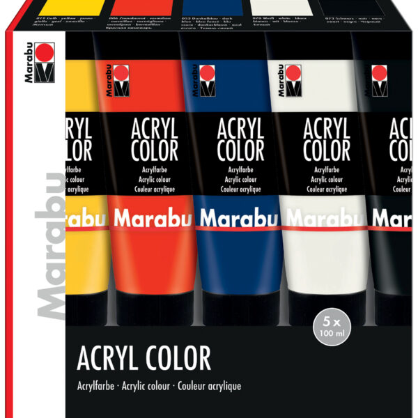 Marabu acrylverf 'AcrylColor', startersset 5 x 100 ml