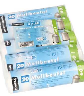 PAPSTAR afvalemmerzak HDPE, 60 liter, wit