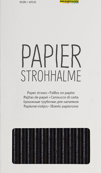 folia papieren drinkrietje ´BLACK´, lengte: 200 mm