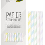 folia papieren drinkrietje ´PASTEL STRIPES´, lengte: 200 mm