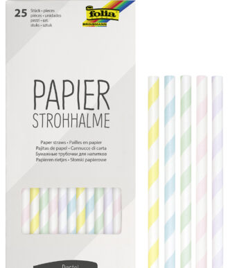 folia papieren drinkrietje ´PASTEL STRIPES´, lengte: 200 mm