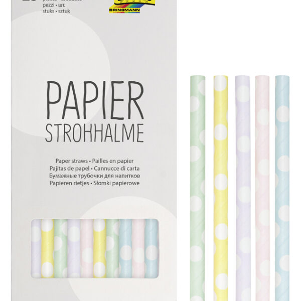 folia papieren drinkrietje ´PASTEL DOTS´, lengte: 200 mm