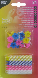 PAPSTAR verjaardagskaarsjes, van was, wit gestreept