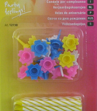 PAPSTAR verjaardagskaarsjes, van was, wit gestreept