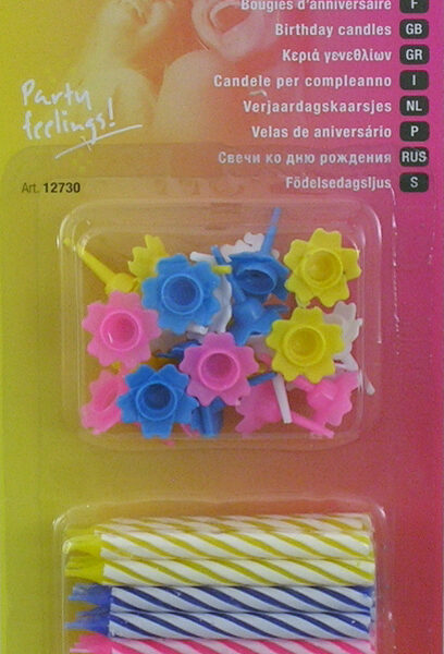 PAPSTAR verjaardagskaarsjes, van was, wit gestreept