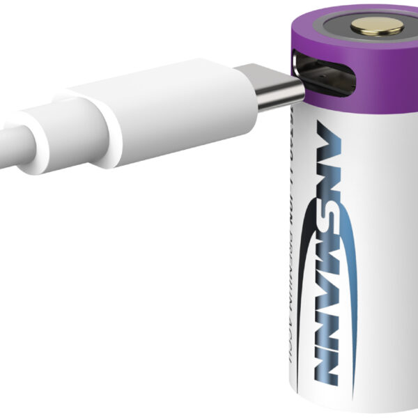 ANSMANN Li-Ion oplaadbare batterij 16340 met USB-C koppeling, 850 mAh, 3,6 V