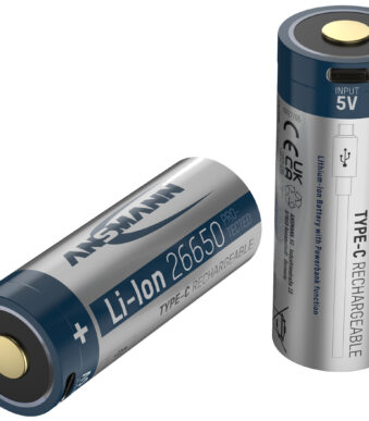 ANSMANN Li-Ion oplaadbare batterij 26650 met USB-C koppeling, 5100 mAh, 3,6 V