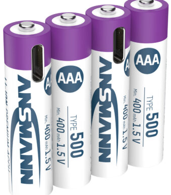 ANSMANN Li-Ion accu/batterij Micro AAA met USB-C koppeling, 4 stuks in doosje