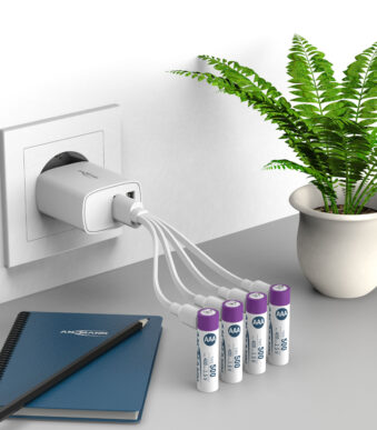ANSMANN Li-Ion accu/batterij Micro AAA met USB-C koppeling, 4 stuks in doosje