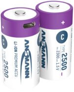 ANSMANN Li-Ion oplaadbare batterij Baby C met USB-C koppeling, 2 stuks in doosje