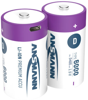 ANSMANN Li-Ion batterij Mono D met USB-C koppeling, 2 stuks in doosje