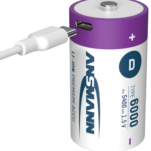 ANSMANN Li-Ion batterij Mono D met USB-C koppeling, 2 stuks in doosje
