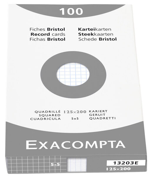 EXACOMPTA systeemkaarten, 125 x 200 mm, geruit, wit