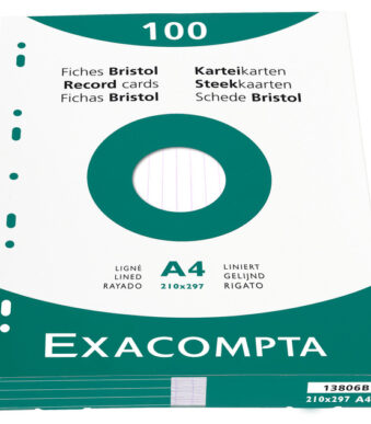 EXACOMPTA Systeemkaarten, DIN A4, gelinieerd, wit
