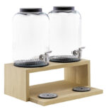 APS drankendispenser VALO, 2 x 7 liter, glas/eikenhout
