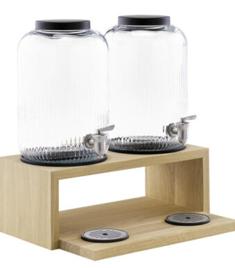 APS drankendispenser VALO, 2 x 7 liter, glas/eikenhout