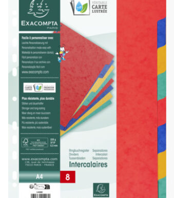EXACOMPTA kartonnen tabbladen, DIN A4, 8-delig