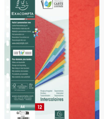 EXACOMPTA kartonnen tabbladen, DIN A4, 12-delig