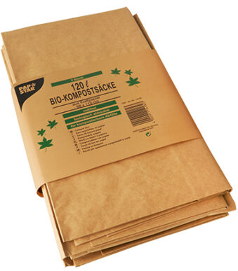 PAPSTAR compostzakken, bruin, 120 liter, 3 stuks