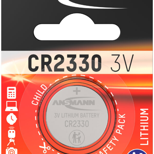 ANSMANN Lithium knoopcelbatterij/knoopbatterij CR2330, 3 Volt, 1 op blister
