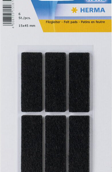 HERMA HOME viltglijders, 15 x 45 mm, zwart