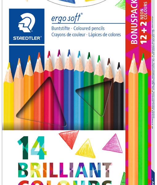STAEDTLER driehoekig kleurpotlood ergosoft, 12+2, in doosje