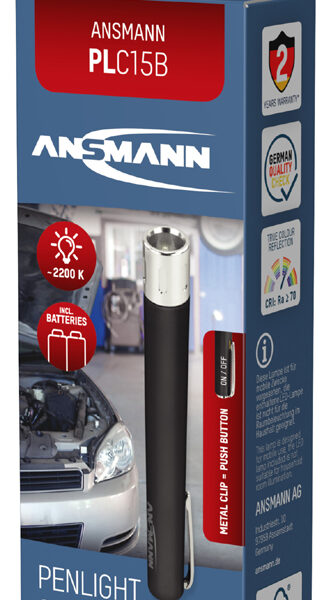 ANSMANN penlamp PLC15B, met gloeilamp, zwart/zilver